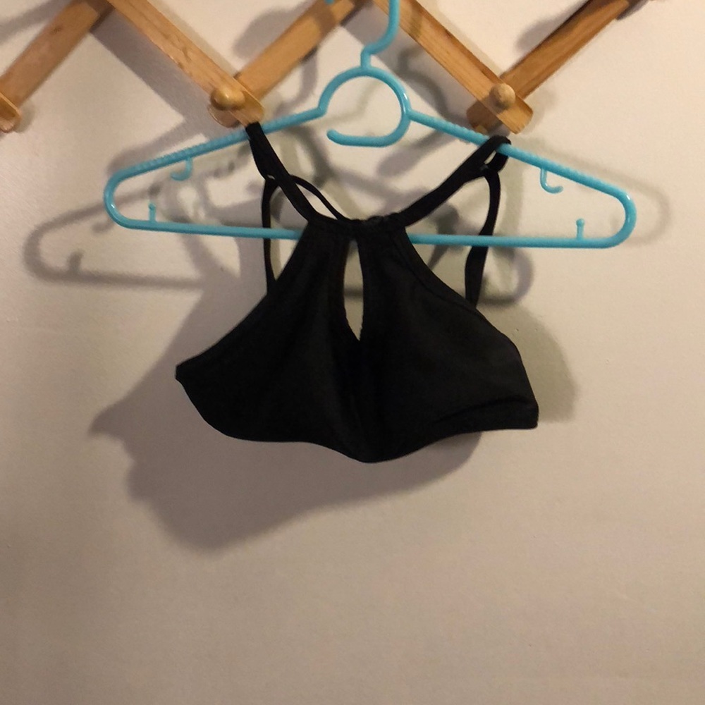 Black bikini top with key hole and open back xs